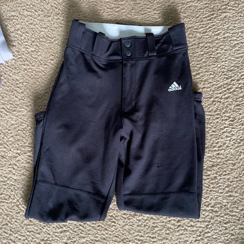 Boys black adidas baseball pants